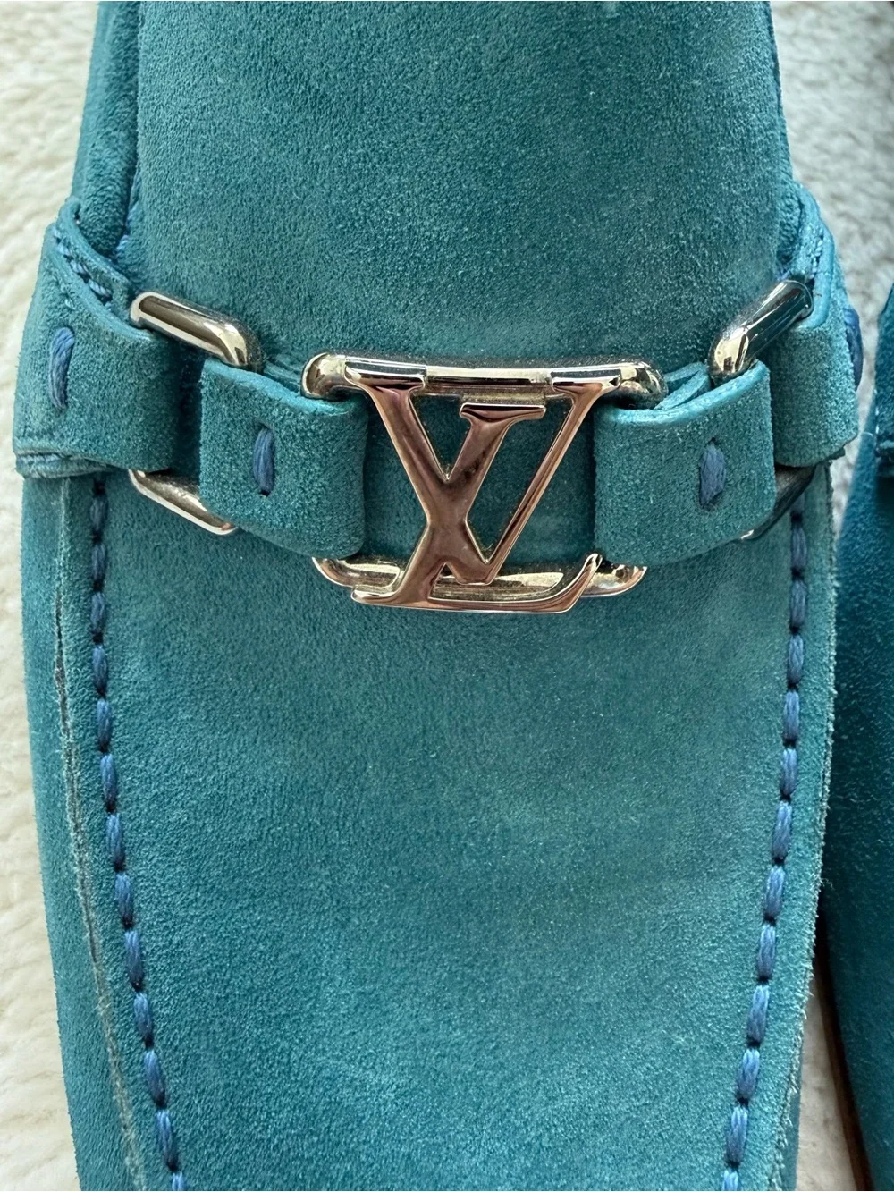 Louis Vuitton Lexington Logo LV Loafers Blue Suede 10 UK/ 11 US Authentic